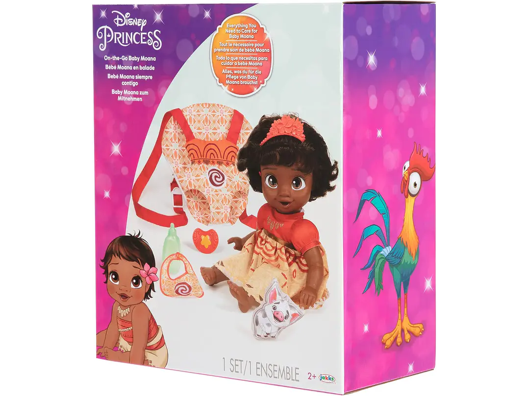  Disney - Muñeca de la princesa Baby Moana de lujo con tiara, portabebé,  2