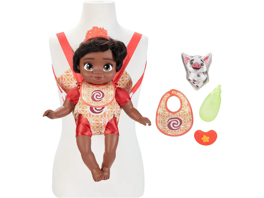  Disney - Muñeca de la princesa Baby Moana de lujo con tiara, portabebé,  8