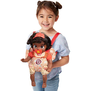 Disney - Muñeca de la princesa Baby Moana de lujo con tiara, portabebé, 