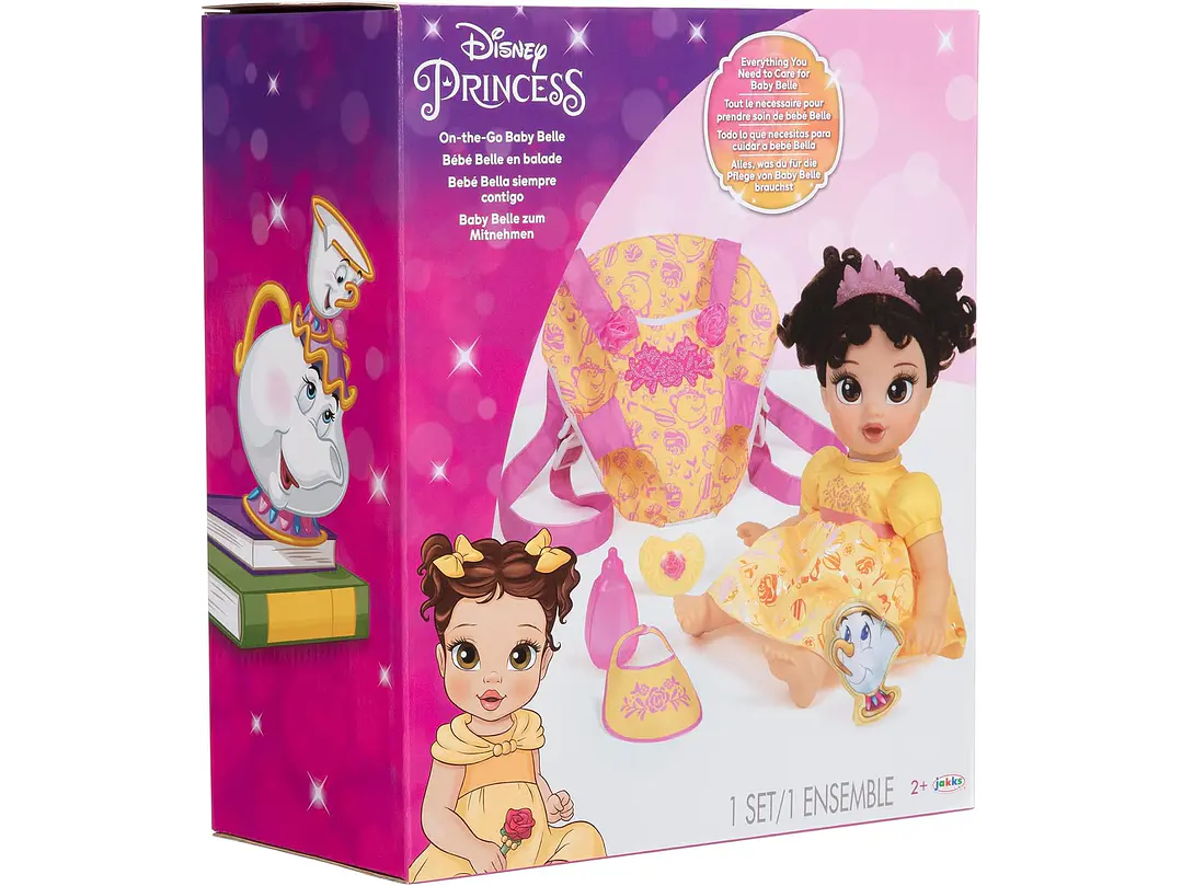  Disney - Muñeca de la princesa Baby Belle de lujo, con tiara, portabebé,  2