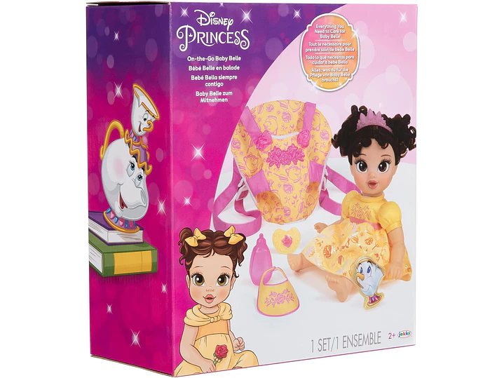 Disney - Muñeca de la princesa Baby Belle de lujo, con tiara, portabebé,  2