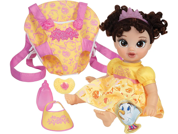  Disney - Muñeca de la princesa Baby Belle de lujo, con tiara, portabebé,  5