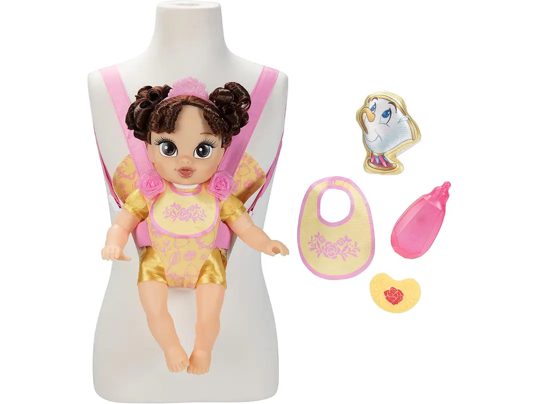  Disney - Muñeca de la princesa Baby Belle de lujo, con tiara, portabebé,  7