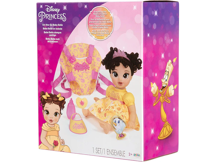  Disney - Muñeca de la princesa Baby Belle de lujo, con tiara, portabebé,  8