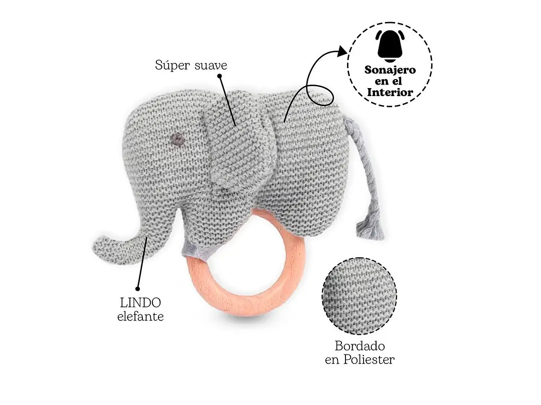 Sonajero Tejido Elefante  6