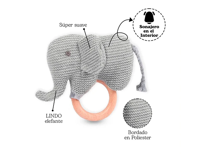 Sonajero Tejido Elefante  6