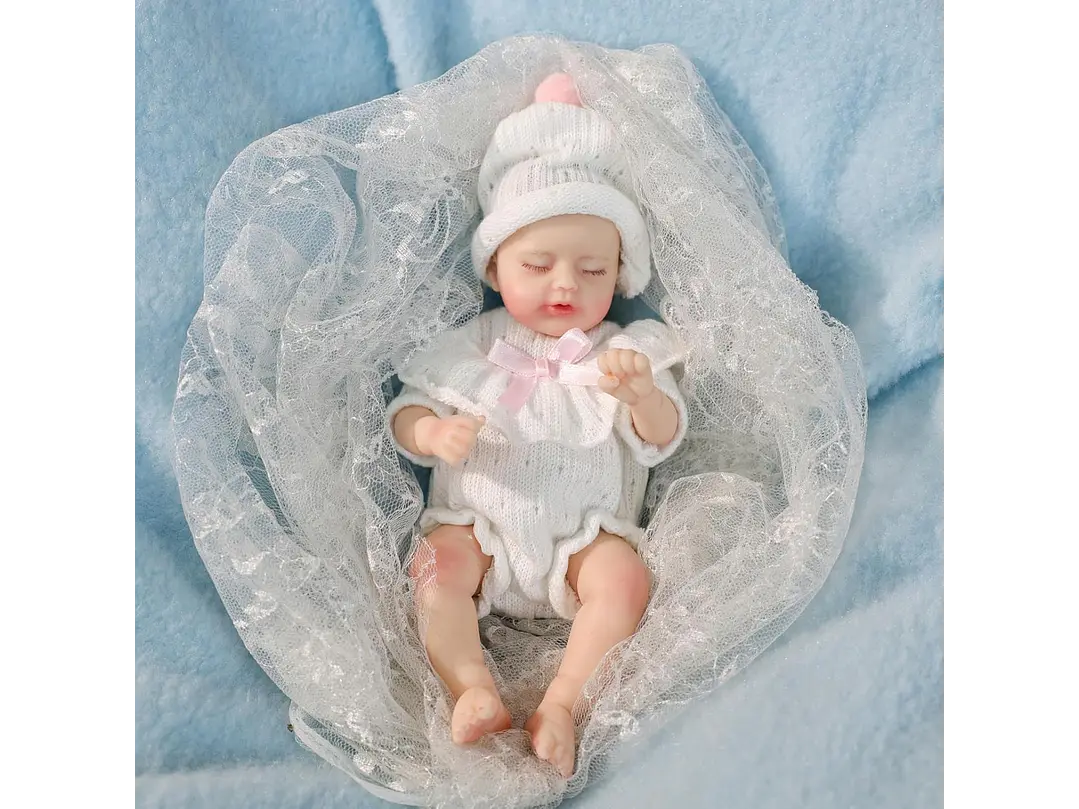 Cloveray Muñeca de bebé Reborn de silicona de 20Cm suave al tacto 4