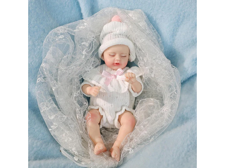 Cloveray Muñeca de bebé Reborn de silicona de 20Cm suave al tacto 4