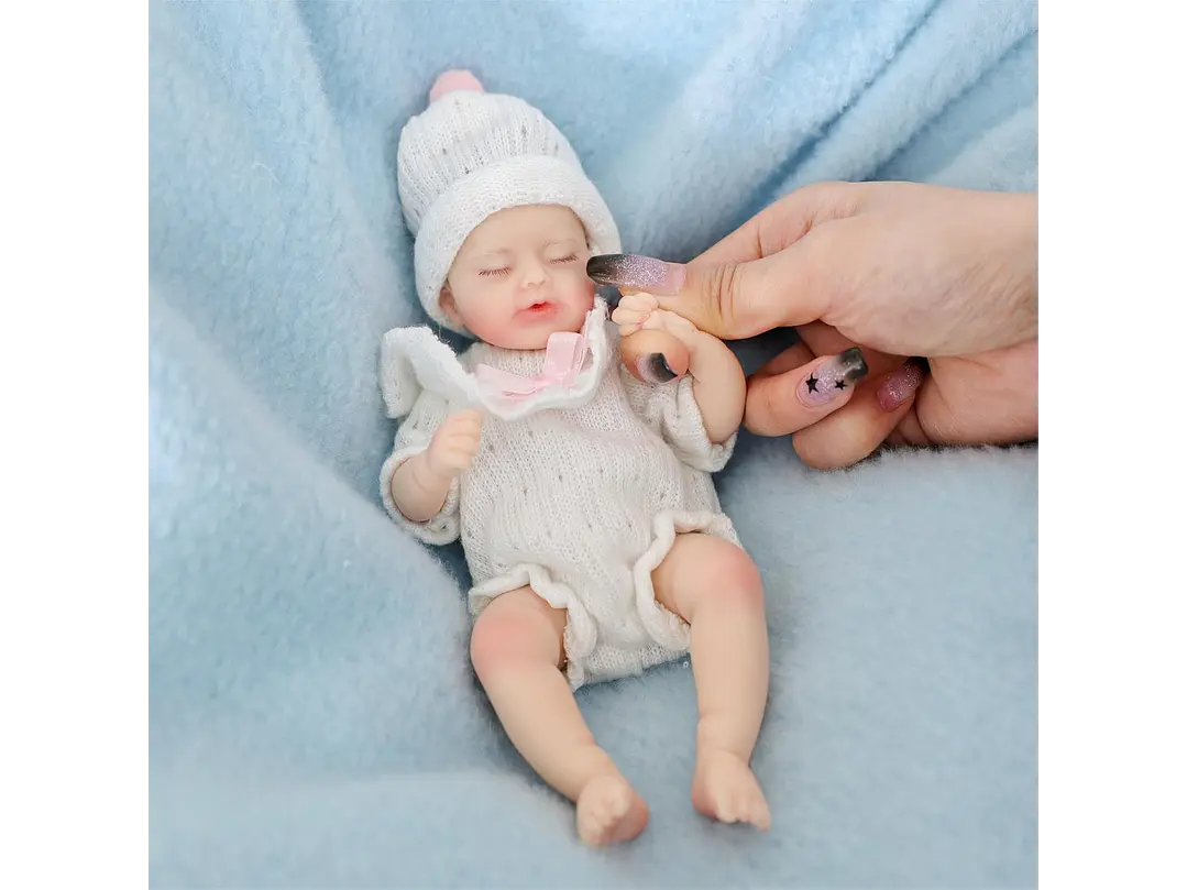 Cloveray Muñeca de bebé Reborn de silicona de 20Cm suave al tacto 6