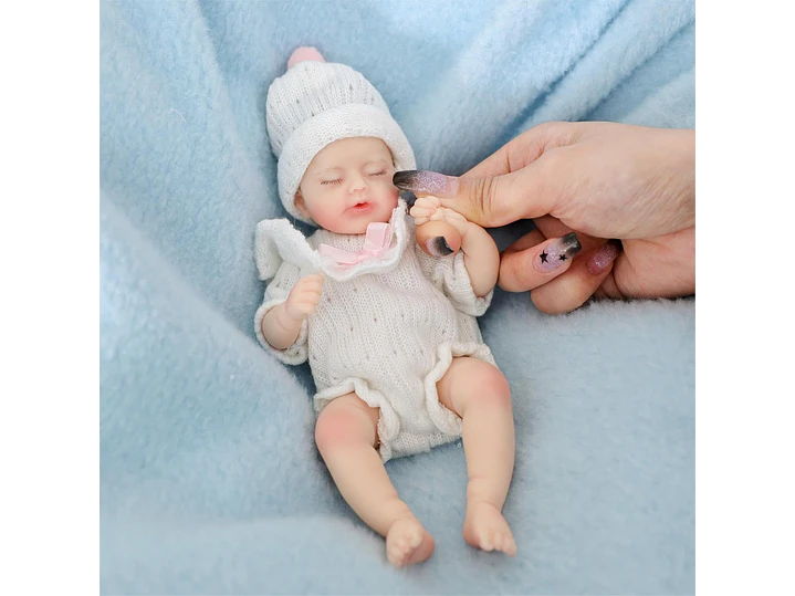 Cloveray Muñeca de bebé Reborn de silicona de 20Cm suave al tacto 6