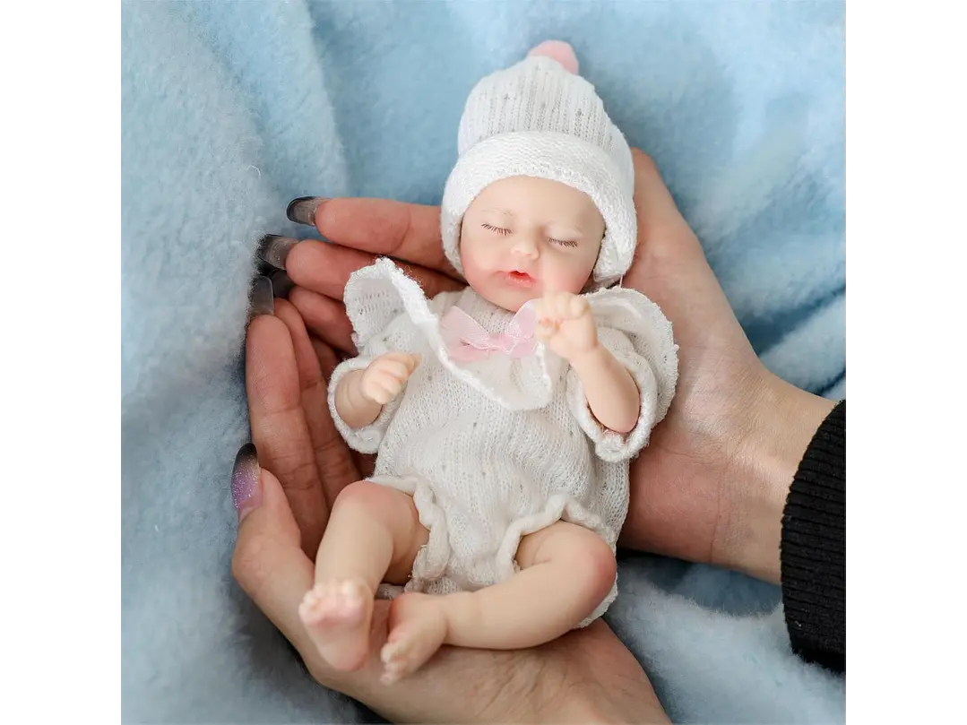 Cloveray Muñeca de bebé Reborn de silicona de 20Cm suave al tacto 8
