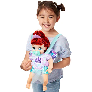  Disney - Muñeca de la princesa Baby Ariel Baby de lujo con tiara, portabebé,