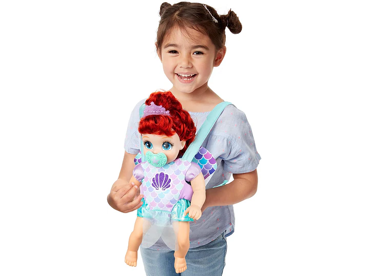  Disney - Muñeca de la princesa Baby Ariel Baby de lujo con tiara, portabebé, 1