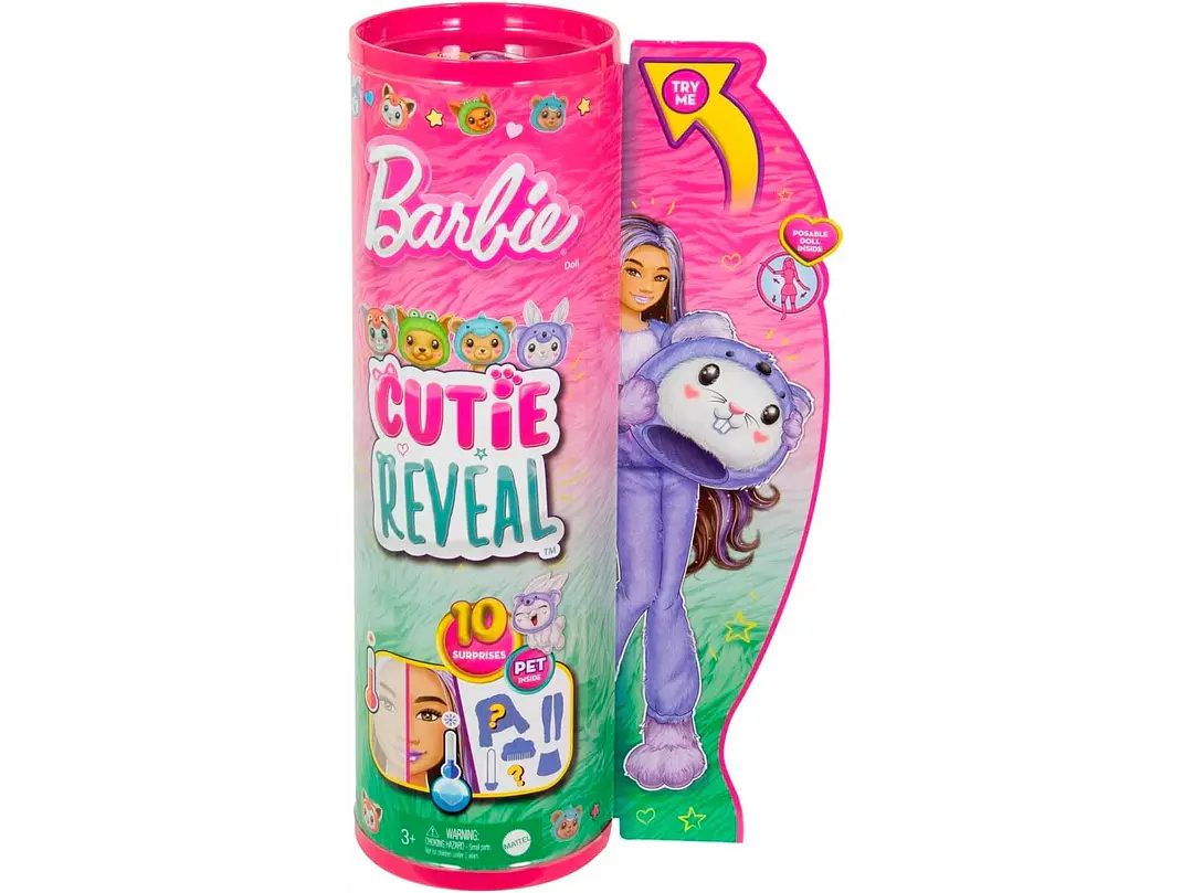 Muñeca Barbie Cutie Reveal y Accesorios con Disfraz de Animal y 10 Sorpresas Incluyendo Cambio de Color, 1