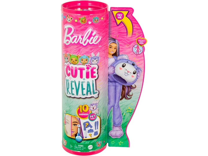 Muñeca Barbie Cutie Reveal y Accesorios con Disfraz de Animal y 10 Sorpresas Incluyendo Cambio de Color, 1