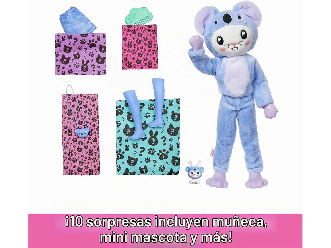 Muñeca Barbie Cutie Reveal y Accesorios con Disfraz de Animal y 10 Sorpresas Incluyendo Cambio de Color, 6