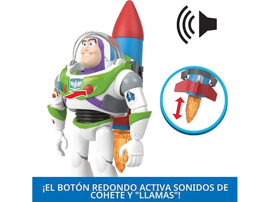 Mattel Disney and Pixar Toy Story - Figura de acción parlante, Rocket Rescue Buzz Lightyear con más de 20 sonidos y frases y visera de casco en movimiento, escala de 12 pulgadas 2