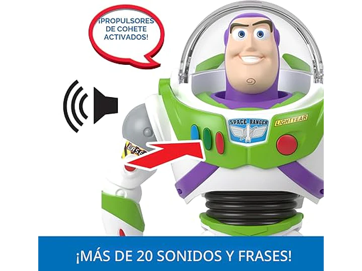 Mattel Disney and Pixar Toy Story - Figura de acción parlante, Rocket Rescue Buzz Lightyear con más de 20 sonidos y frases y visera de casco en movimiento, escala de 12 pulgadas 3