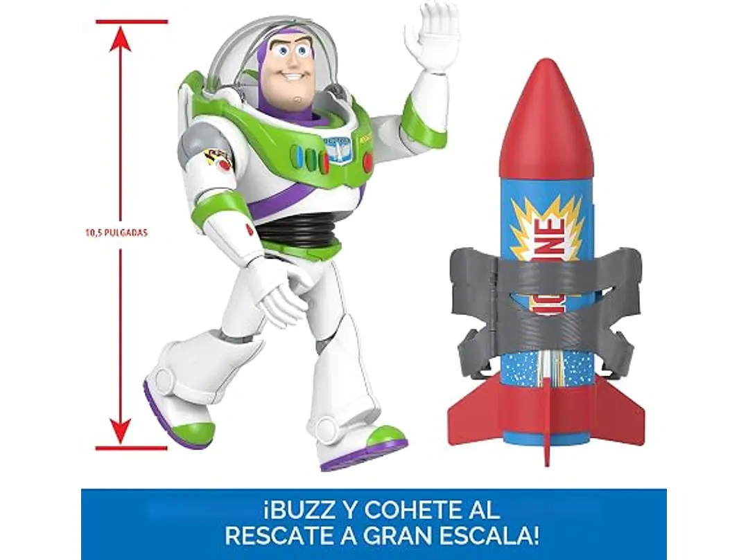 Mattel Disney and Pixar Toy Story - Figura de acción parlante, Rocket Rescue Buzz Lightyear con más de 20 sonidos y frases y visera de casco en movimiento, escala de 12 pulgadas 4