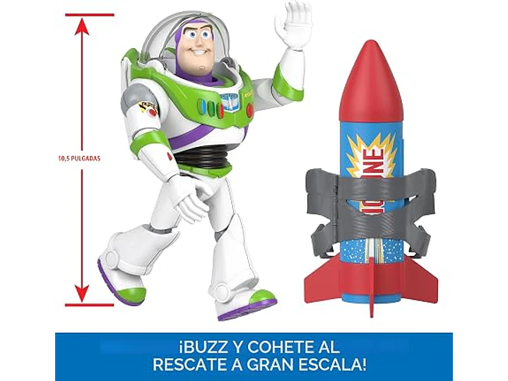 Mattel Disney and Pixar Toy Story - Figura de acción parlante, Rocket Rescue Buzz Lightyear con más de 20 sonidos y frases y visera de casco en movimiento, escala de 12 pulgadas 4