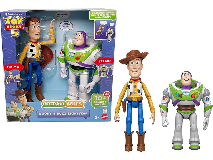 Mattel Disney y Pixar Toy Story 5 Interactables Woody & Buzz Lightyear | Figuras de 12 pulgadas 1