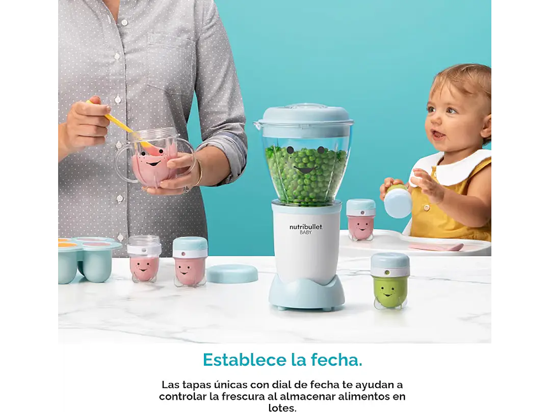 NutriBullet NBY-50100 Sistema completo de fabricación de alimentos para bebés, 32 onzas, blanco, azul, transparente 4