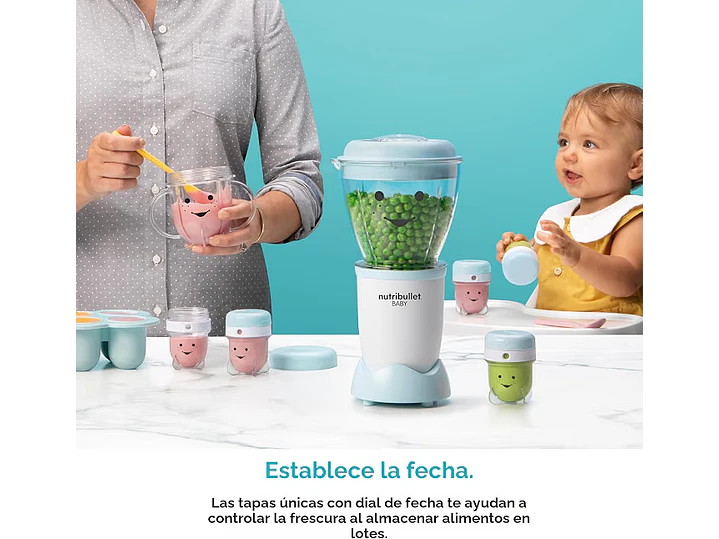 NutriBullet NBY-50100 Sistema completo de fabricación de alimentos para bebés, 32 onzas, blanco, azul, transparente 4