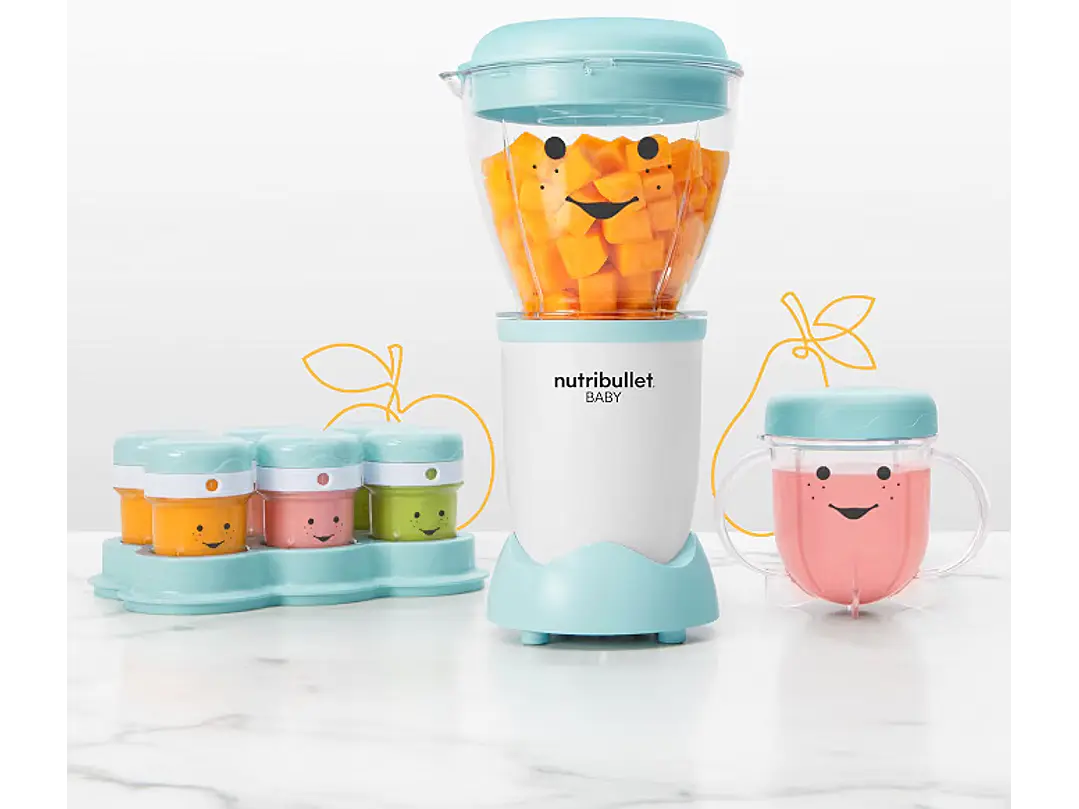 NutriBullet NBY-50100 Sistema completo de fabricación de alimentos para bebés, 32 onzas, blanco, azul, transparente 1