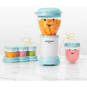 NutriBullet NBY-50100 Sistema completo de fabricación de alimentos para bebés, 32 onzas, blanco, azul, transparente