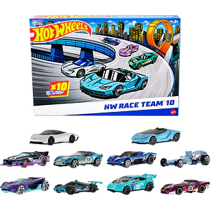  Hot Wheels Paquete de 10 autos de carreras de juguete (los estilos pueden | Juego de 10 vehículos a escala 1:64,