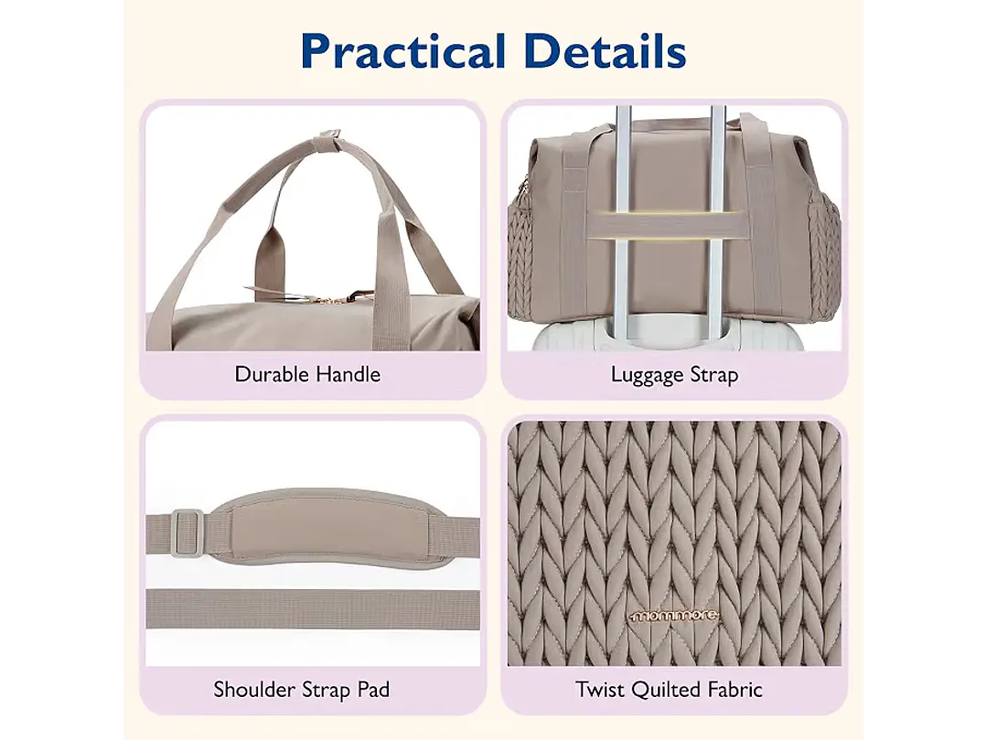 mommore - Bolso para pañales, bolsos de gran capacidad para viajes, bolso para hospital para parto, bolso para bebé con estuche para chupete 4