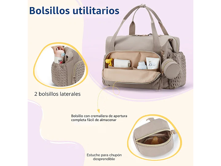mommore - Bolso para pañales, bolsos de gran capacidad para viajes, bolso para hospital para parto, bolso para bebé con estuche para chupete 5