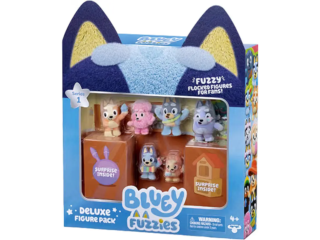 Bluey Fuzzies Deluxe - Paquete de 8 figuras, 6 minifiguras + 2 figuras 1