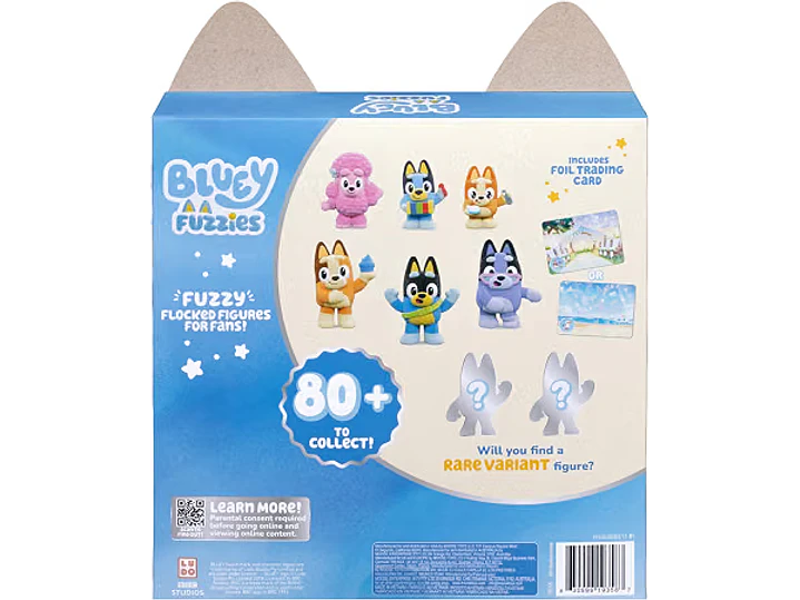 Bluey Fuzzies Deluxe - Paquete de 8 figuras, 6 minifiguras + 2 figuras 3