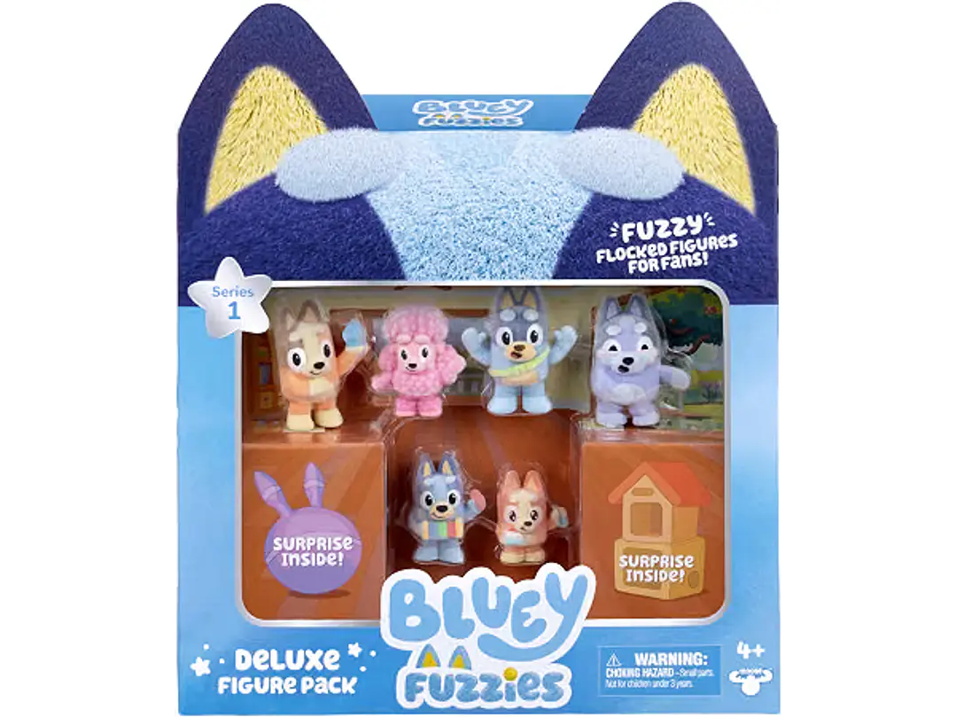 Bluey Fuzzies Deluxe - Paquete de 8 figuras, 6 minifiguras + 2 figuras 4