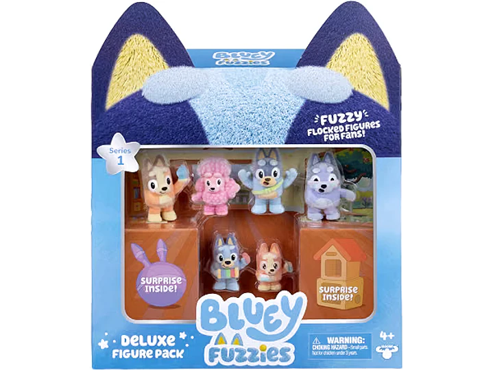 Bluey Fuzzies Deluxe - Paquete de 8 figuras, 6 minifiguras + 2 figuras 4