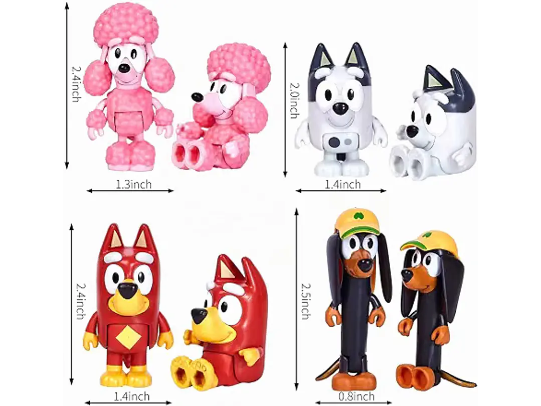Bluеу Toys - Juego de 8 figuras súper fan para niños pequeños, juego de figuras de acción de lobos, figuras de 2