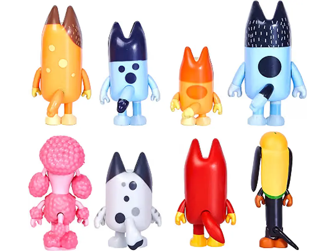 Bluеу Toys - Juego de 8 figuras súper fan para niños pequeños, juego de figuras de acción de lobos, figuras de 3