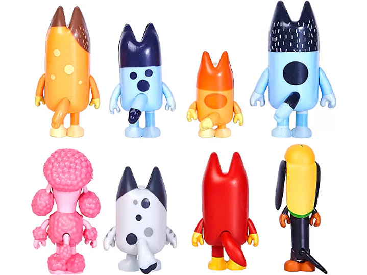 Bluеу Toys - Juego de 8 figuras súper fan para niños pequeños, juego de figuras de acción de lobos, figuras de 3