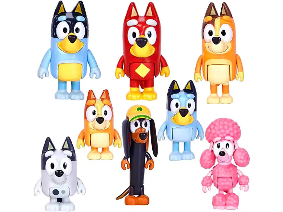 Bluеу Toys - Juego de 8 figuras súper fan para niños pequeños, juego de figuras de acción de lobos, figuras de 1