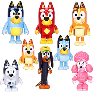 Bluеу Toys - Juego de 8 figuras súper fan para niños pequeños, juego de figuras de acción de lobos, figuras de