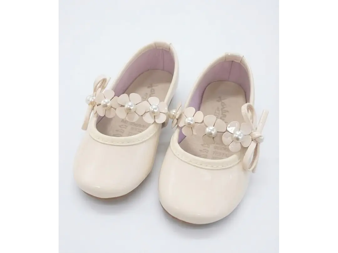 Baleta Beige Lazo Flores 2