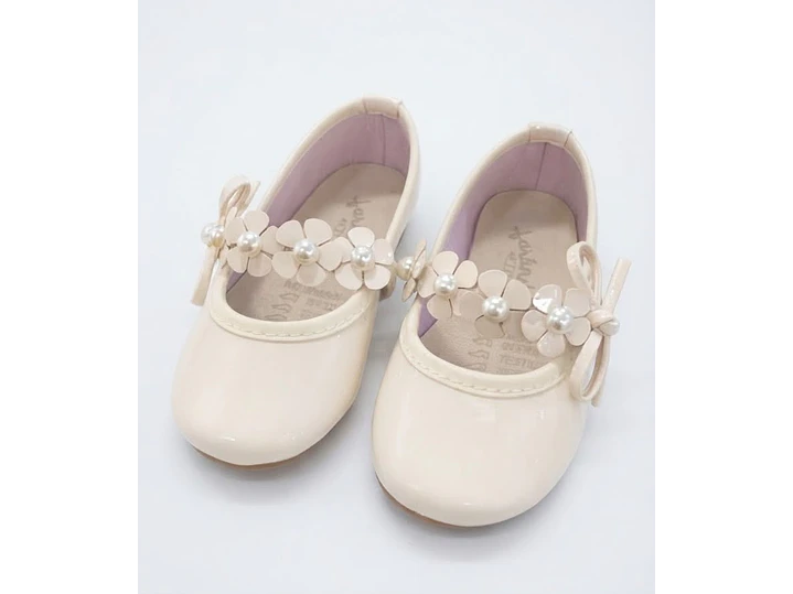 Baleta Beige Lazo Flores 2