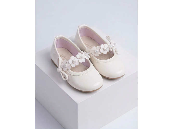Baleta Beige Lazo Flores 1