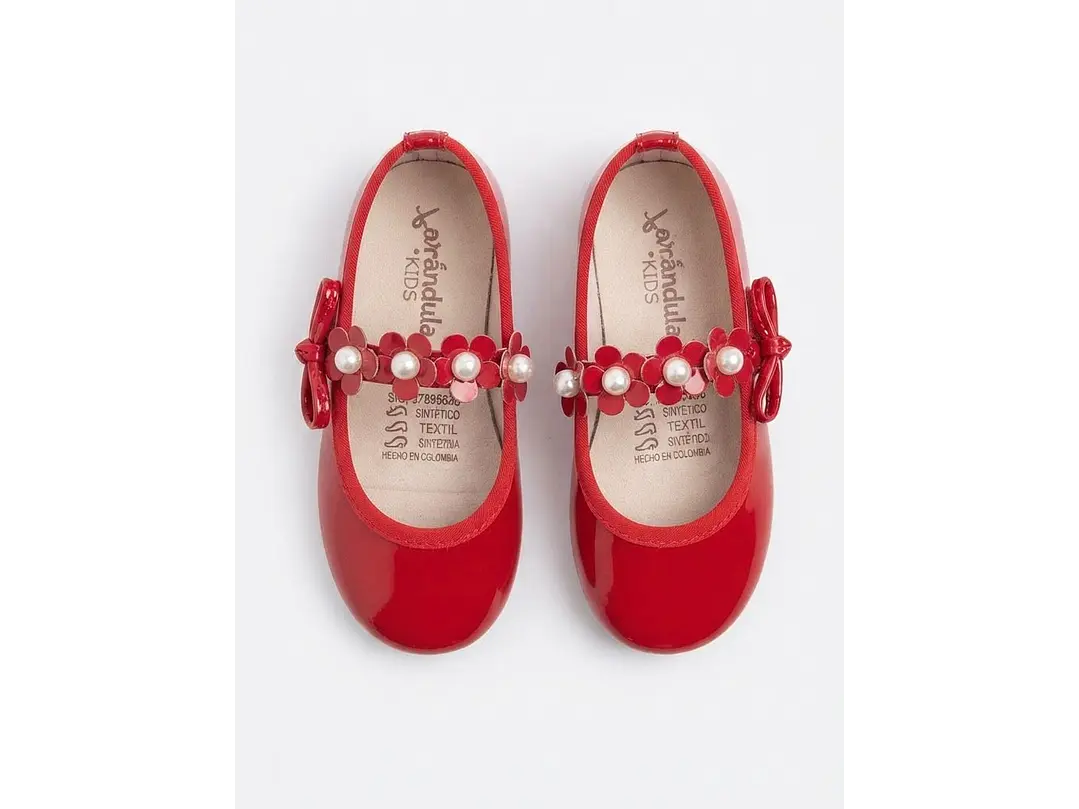Baleta Rojo Flores 3