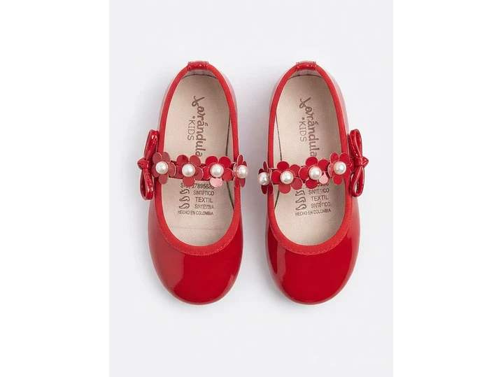 Baleta Rojo Flores 3