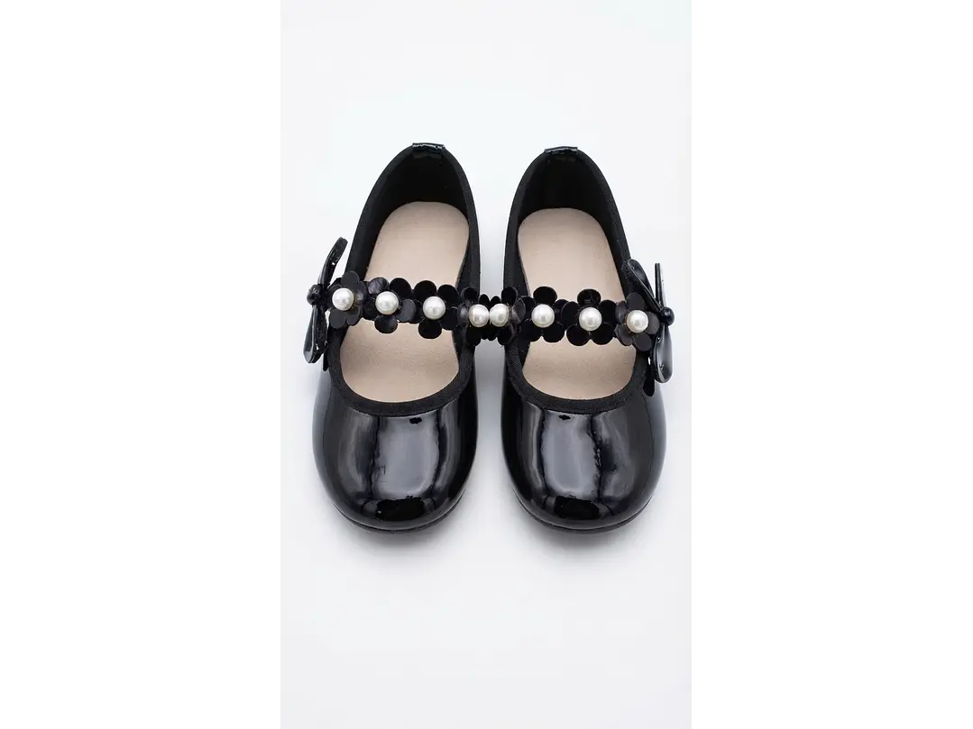 Baleta Negro Flores 1