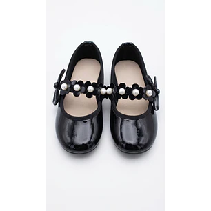 Baleta Negro Flores