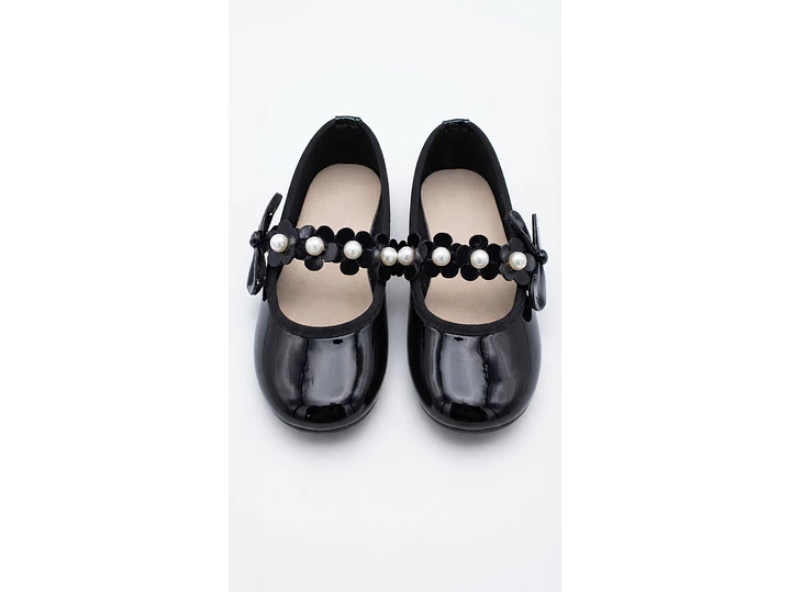Baleta Negro Flores 1