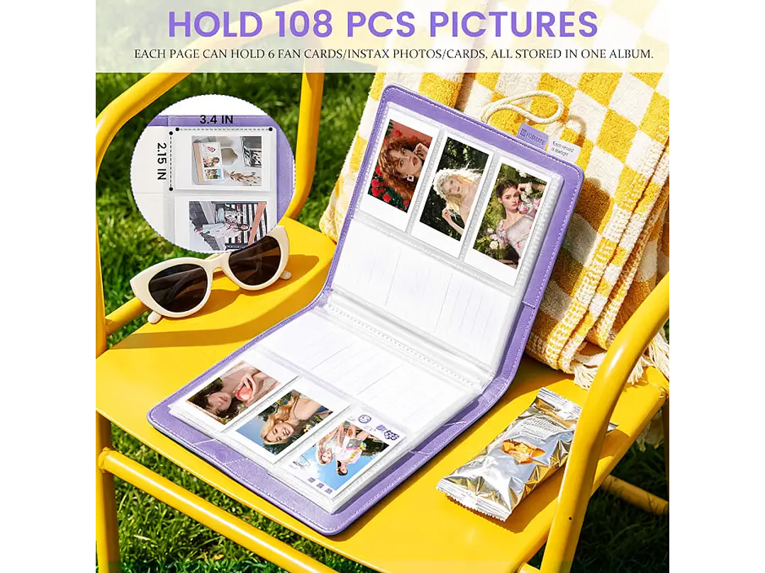Mini álbum de 108 bolsillos compatible con película Fujifilm Instax Mini, adecuado para Instax Mini 5